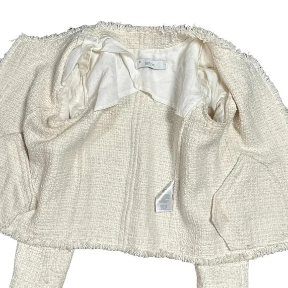 IRO Saussan  Tweed Open Front Ivory White Glitter Blazer Jacket Womens 38 - Picture 10 of 13